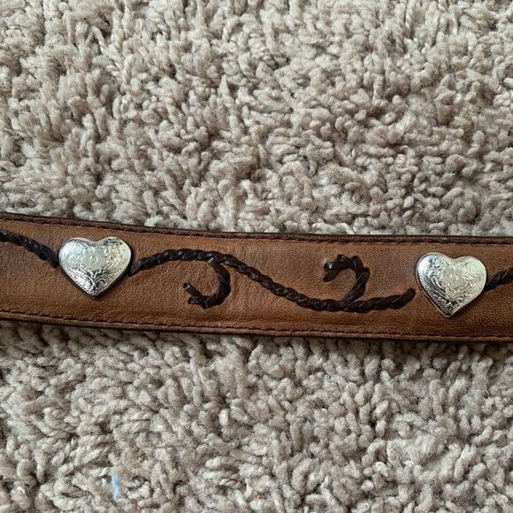 Vintage Tony Lama Western Cowboy Concho Brown Belt Metal 28” Medium - Picture 4 of 6